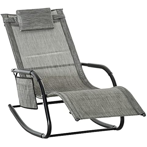 Outsunny Breathable Mesh Rocking Chair Dark Grey Cover