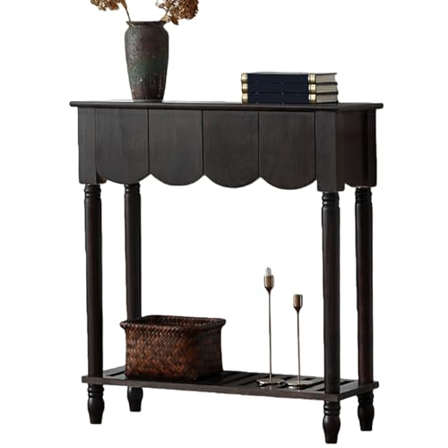 Mesa consola de madera maciza con cajón para entrada y pasillo 2