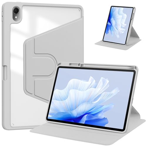 Rotating Case for Huawei Honor Pad X9 / X8 PRO 11.5 inch 2023 with Pencil Holder,360 Degree Rotation Protective Stand Smart Tablet Slim Hard Shell Folio Cover Clear Back (Grey)