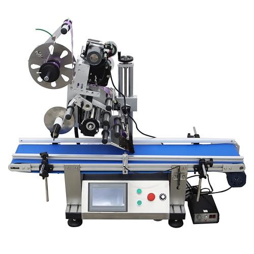 TECHTONGDA Automatic Flat Labeling Machine with Printer with Conveyor Label Tape Label Dispenser Width 1.57-5.9inch Label Length 0.78-7.08inch