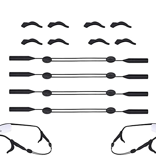 Hazrcvr 4 Pièces Cordons Lunettes Reglables​ Retenue de Lunettes Silicone Attache Lunette Sport Sangle Lunette Cordon Lunette Sport Flottant Retenue de Lunettes Cordon Chaine pour Lunette Cover