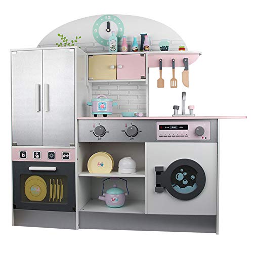Preisvergleich Produktbild GFQTTY Spielküche Für Kleinkinder, Pädagogisches Koch-Rollenspiel, Holzspielküche Mit Spüle, Herd, Backofen, Geschirrspüler