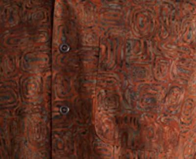 Johari West Ripple Rosso Tropical Hawaiian Cotton Batik Shirt for Men - Image 5