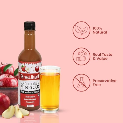 Image of Brewkart Apple Cider Vinegar with Mother 500ml | Raw, Unfiltered & Unpasteurized | Natural Health & Wellness Support
