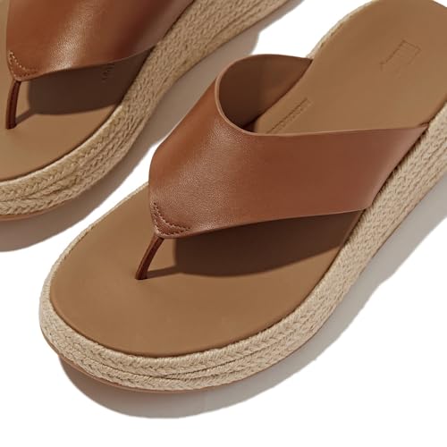 Image of FitFlop womens F-mode Espadrille Leather Flatform T /Post Sandals