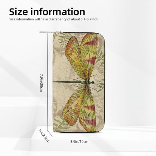 Leather Wallet for Women Long Purse dragonfly dragonflies vintage Womens Wallet Clutch with 8 Credit Card Holder Coin Pocket3