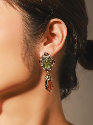 OJERRY Byzantine Baroque Medieval Victorian Statement Irregular Green Brown Pendant Dangle Earrings Costume Jewelry Accessories Outfit Romantic Cool Gifts for Her Women Dangling in Their 30s4
