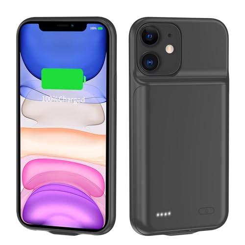 TAYUZH 7000mAh Battery Case for iPhone 11 (6.1 inch) Upgraded Portable Protective Charger Rechargeable Extended Battery Charging Cover Compatible with iPhone 11 Black