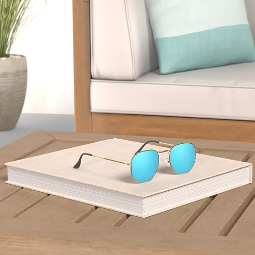 Image of Hipster Hexagonal Polarized Sunglasses Men Women Geometric Square Small Vintage Metal Frame Retro Shade Glasses