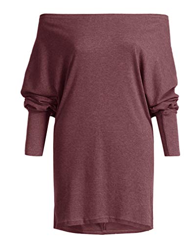 Image of GOLDSTITCH Women's Off Shoulder Tops Casual Loose Batwing Sleeve Shirts Tunic Knit Oversized Pullover Sweater