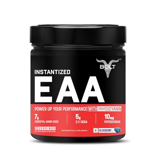Image of Bolt EAA 300gm, 30 Servings|Nine Essential Amino Acid with BCAA 5000|EAA Supplement for Men & Women- Blueberry Blast