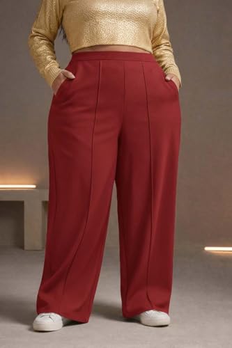 Image of KOTTY Women's Plus Size High Waist Wide Leg Pants for Stylish Comfort and Confident Casual /Stylish Wear
