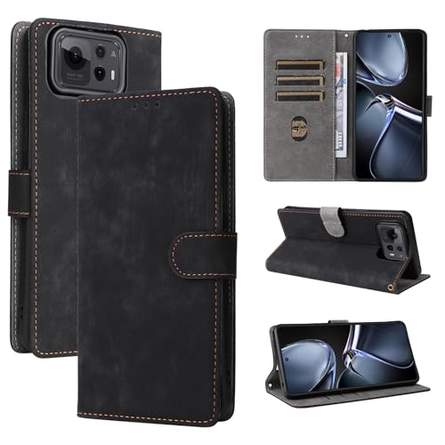 Capa compatível com Asus Zenfone 12 Ultra, compatível com Asus Zenfone 12 Ultra, couro PU, capa flip preta