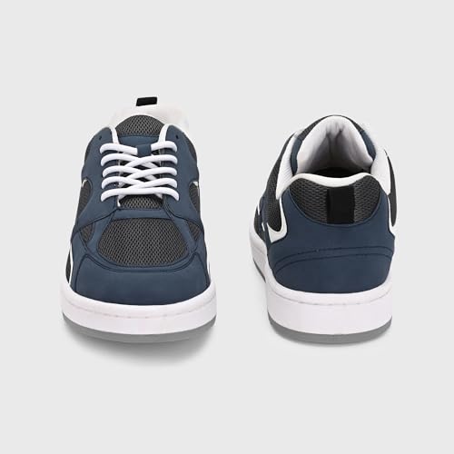 Image of Cruiser Men's Sneaker | Retro Running Shoes | Navy Blue White Men's Sneakers |Mesh Synthetic Resin Lace-Up Sneakers | Midsole Athletic Casuals | Perfect for Outings, and Comfortable All-Day Use(2657)