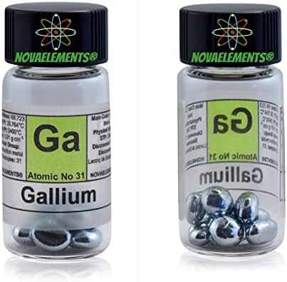 Gallium Metal Element 31 Sample 99.995% Pure 5 Grams Shiny pellets in Labeled Glass Vial