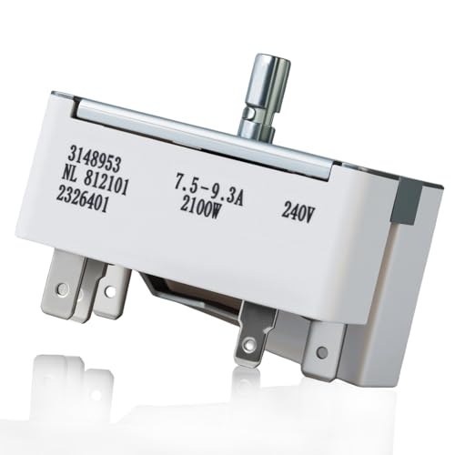 3148953 NL812101 Whirlpool Range Burner Infinite Control Switch.Replacement for Whirlpool KitchenAid Maytag Amana Kenmore Electric Ranges. AP6007658 PS11740775 PS336886 AP3029710.