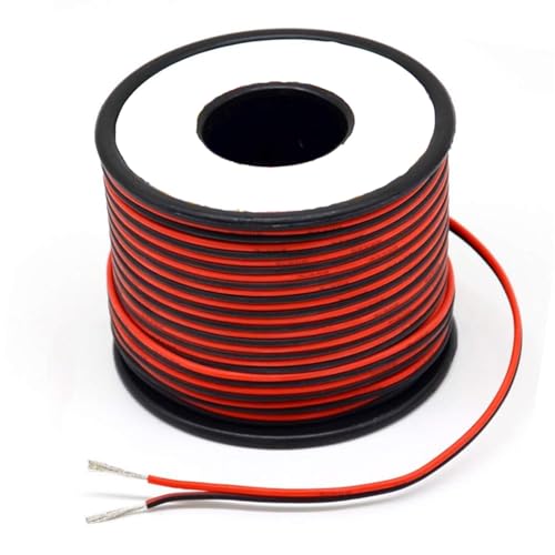 Cable Flexible 20AWG Parallel Line Oxygen Tinned Copper Wire 2 Conductor Silicone Electrical Wire 30meter Black and Red Extension Connector