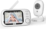 GHB Baby Monitor with Camera and Night Vision, Video Monitor, VOX Mode, 2-Way Talk, 8 Lullabies, Temperature Alert, Feeding Reminder, White