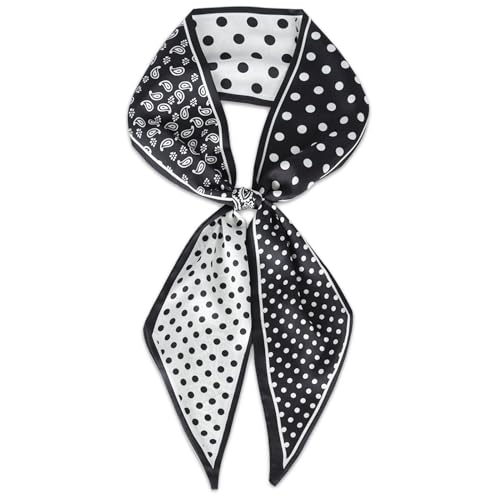 EXTREE Satin Scarf Mulberry Silk Printed Head Wrap Hair Band 7"" x 59"" A042