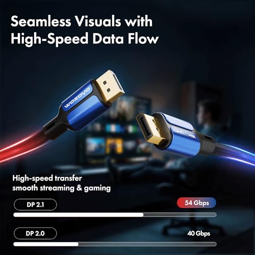 Image of Display Port To Display Port 2.1 Cable [VESA Certified], 16K@60Hz /8K@120Hz /4K@240Hz UHD Resolution, 2 Meters, 54 GBPS Speed, HDR, HDR10,Dolby Vision, Compatible with TV, Laptop, Projector, Monitor etc