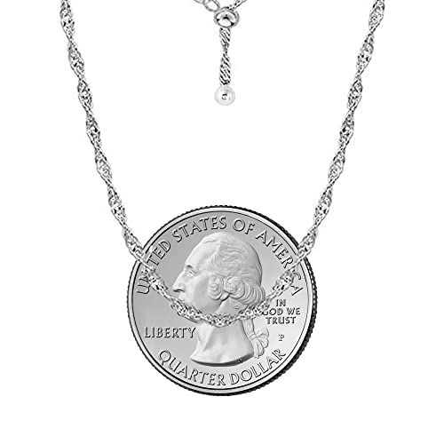 Savlano 925 Sterling Silver Italian Solid 1.5MM Singapore Twist Adjustable Bolo 14-24 Inch Chain Necklace For Women - Made in Italy Comes With a Gift Box3