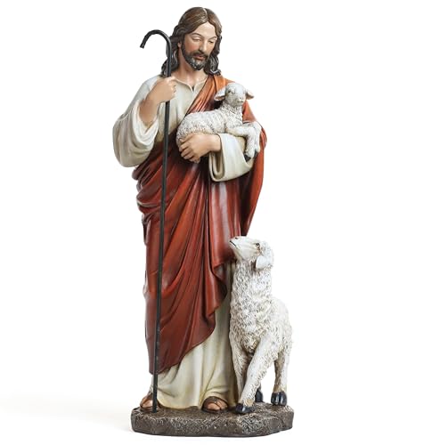 BC Catholic The Good Shepherd Statue, 11.8' H Christ Jesus Figure, Grace, Hope, and Guidance Home Decor, Religious Gift, Classical Renaissance Sculpture Hand Painted by Buildclassic