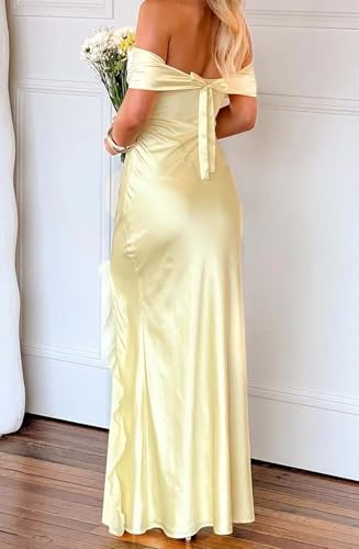 Off The Shoulder Satin Bridesmaid Dresses for Women Mermaid Formal Evening Dress with Slit2