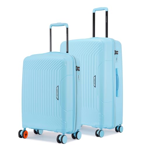 Image of Nasher Miles Coorg Hard-Sided Polypropylene Luggage Set of 2 | 55cm & 65cm | 8 Wheels Small & Medium Trolley Bag for Travel | Suitcase (Sky Blue)