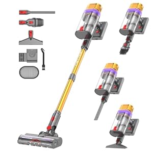 Vistefly V15 Ultra Akku Staubsauger, 58000Pa 650W 80Mins Staubsauger Kabellos mit Doppeldisplay, Akkustaubsauger Doppelter Staubbehälter Design Akkusauger für Hartböden Teppich Tierhaare