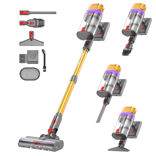 Vistefly V15 Ultra Akku Staubsauger, 58000Pa 650W 80Mins Staubsauger Kabellos mit Doppeldisplay, Akkustaubsauger Doppelter Staubbehälter Design Akkusauger für Hartböden Teppich Tierhaare
