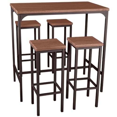 YELLOO Mod. Firenze Set Mesa de Bar Rectangular con 4 taburetes C...