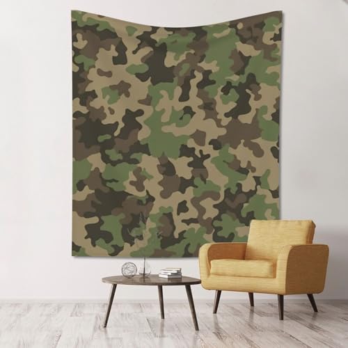 Tenture murale ultra douce vert camouflage rideau léger