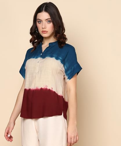 Image of Maaesa Hand Dyed Rayon Top for Women
