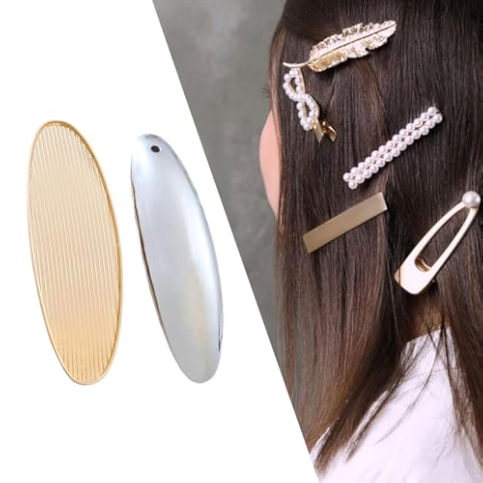 2 Pieces Classic Hair Barrettes for Women, Bright Gold