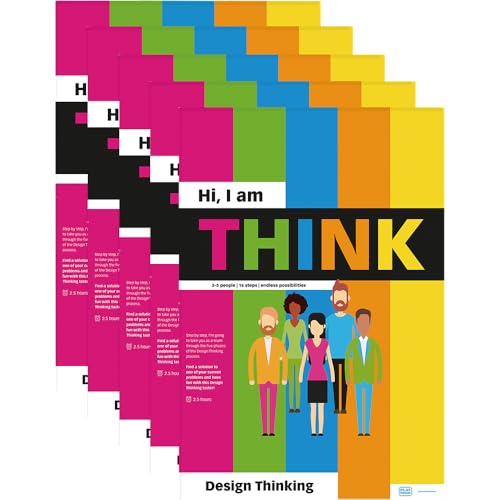 PLAYROOM THINK FLIP - Bloc de papel (5 unidades), diseño DIY Thinking Framework en alemán para equipos, ideal para la innovación y la cooperación
