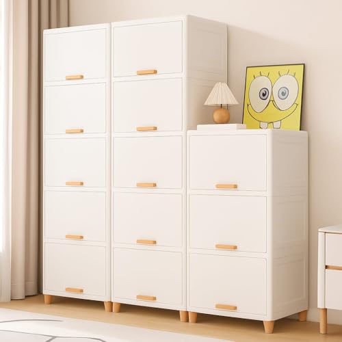 Image of mechdel Cupboard Rack for Clothes Plastic Cabinet for Storages Foldable Wardrobe for Clothes Plastic Cloth Rack for Storages Clothe Storage (Cupboard Rack-1 Door - White, 2+2 (Set))