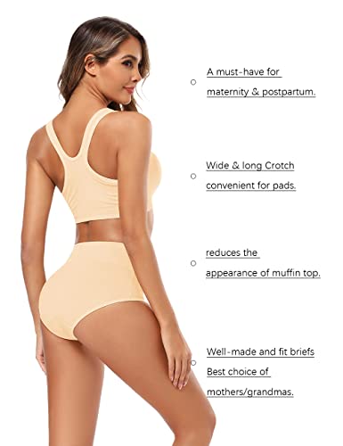 Image of Molasus Women's Cotton Underwear High Waisted Full Coverage Ladies Panties (Regular & Plus Size)