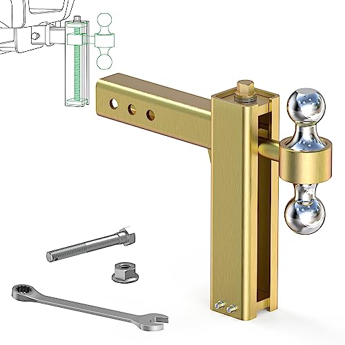 Rbhauto Adjustable Trailer Hitch Ball Mount, Fits 2" Receiver, 8" Drop/Rise Aluminum Drop Hitch (2" X1-7/8) Towing Balls Mounts Heavy Duty Corrosion Resistant, (8,000Gtw&5,000Gtw) Towing Capacity #TOP8