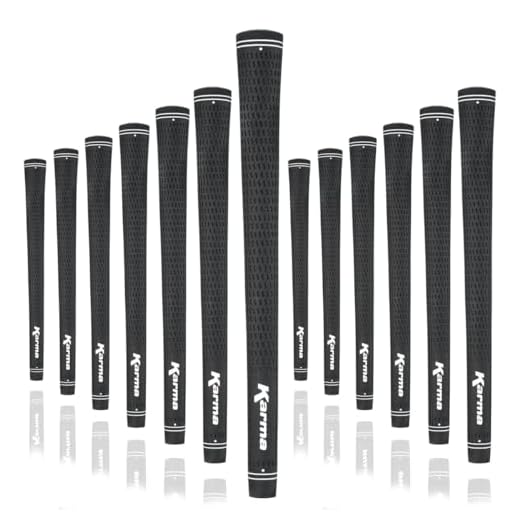 Karma Velour Golf Grips 13 Piece Set, Black Standard Size Rubber Velvet Style Replacement Golf Club Grips for Men