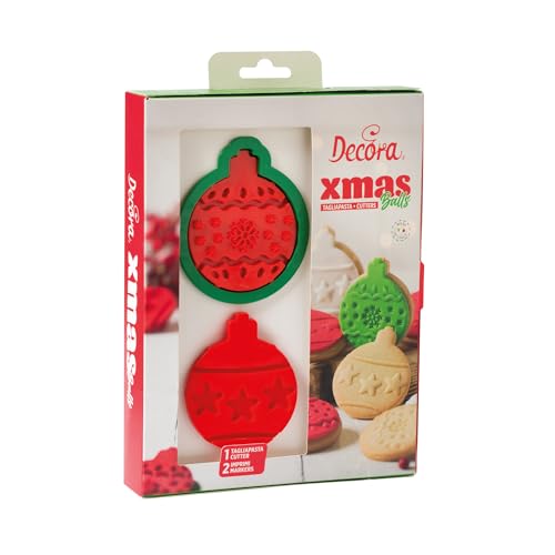 DECORA 0255039 SET DE 3 CORTAPASTAS Y MARCADORES DE PLÁSTICO PARA BOLAS DE NAVIDAD