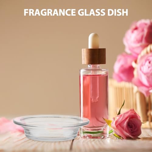 TOPPERFUN 2Pcs Replacement Wax Warmer Dish, 4.5in Glass Transparent Aromatherapy Essential Oil Diffuser Dishes for Home, Office, or Meditation - Thumbnail 2
