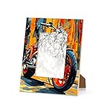 PAXLFCXF Motorcycle Car 4x6 Picture Frame, Retro Motorbike Wood Photo Frame 4x6 Display for Tabletop and Wall, High Definition Acrylic Cover for Shelf Office Home Gallery Decor