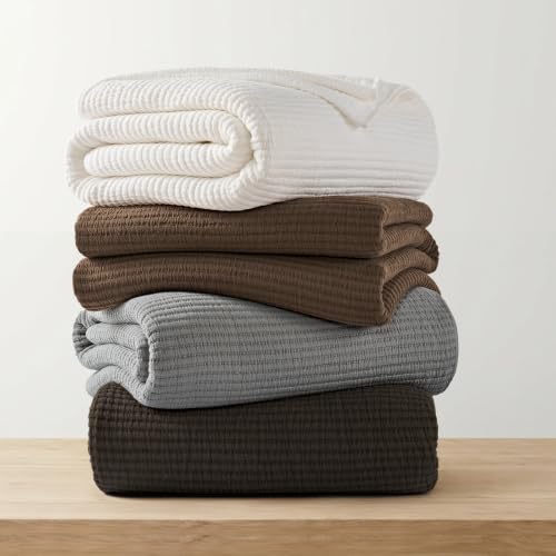 Image of EVERGRACEHOME Cotton Coverlet Set King Size 3 Pieces, Lightweight Soft Ribbed Matelasse Bedspread Quilt Set, Cozy Oversized Quilted Bedding Set with 2 Pillow Shams for All Seasons, Dark Brown