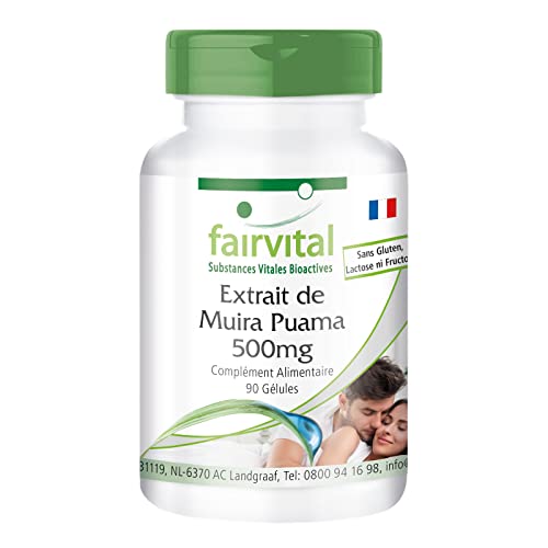 Fairvital | Extrait de Muira Puama 500mg - concentré 10x - VEGAN - Fortement dosé - 90 Capsules