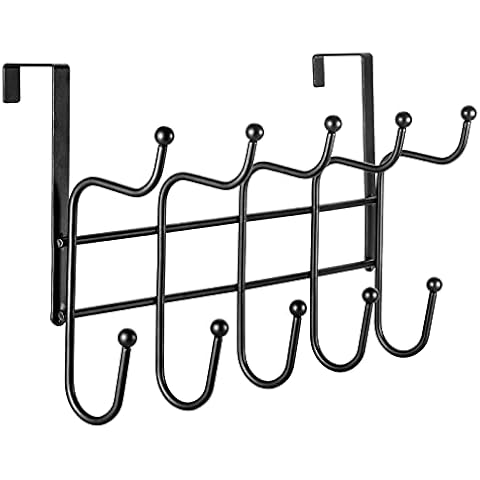 CLCTK Over The Door Hooks Door Hanger, Over The Door Coat Rack, Coat Hooks for Hanging Clothes, Towel, Bags, Hat, Belt, Matte Black, 2 Pack, GGW-002 Cover