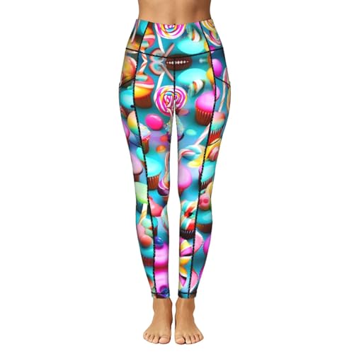 Leggings con estampado de donas y bolsillos antigoteo 2