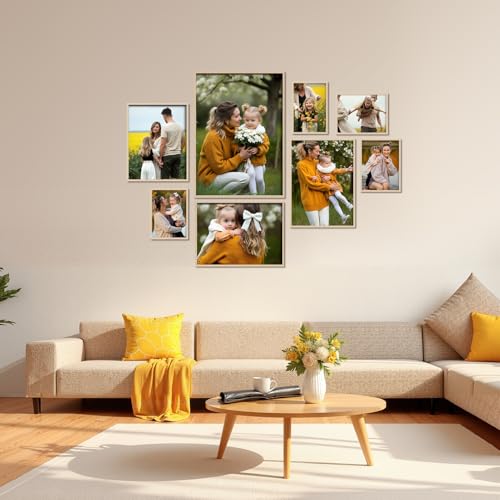 Miniatura 7 de Vasemouh Marco 40x60, Marco De Fotos 40x60 De Pared, Ideal Para Hogar Y Oficina, Marco Color Madera De Aluminio, Juego De 3 Piezas