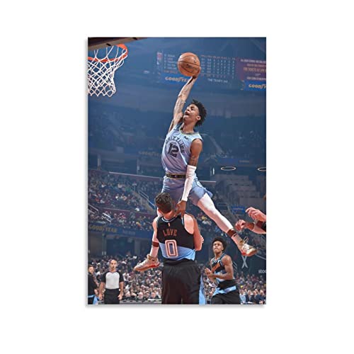 FANCHUANG Ja Morant Poster Paper Dunk for Wall Decor Boys Bedroom Canvas Wall Poster Signed Inspirational Posters Unframe-style 12x18inch(30x45cm)