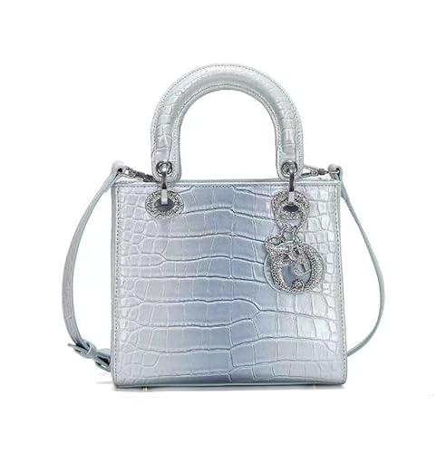 Gradient PU Leather Handbags for Women Stylish Crocodile Pattern Top Handle Satchel Ladies Dinner Party Shoulder Bags