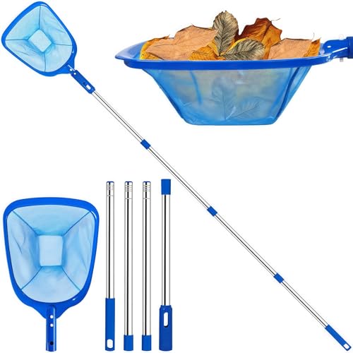 185 cm Pool Kescher, Poolkescher Fein mit Teleskopstange, Poolreinigung Pool Kescher Feinmaschig, Teichkescher für Schwimmbad, Teich, Algen & Bestway Pool, Aufstellpool, Planschbecken, Whirlpool